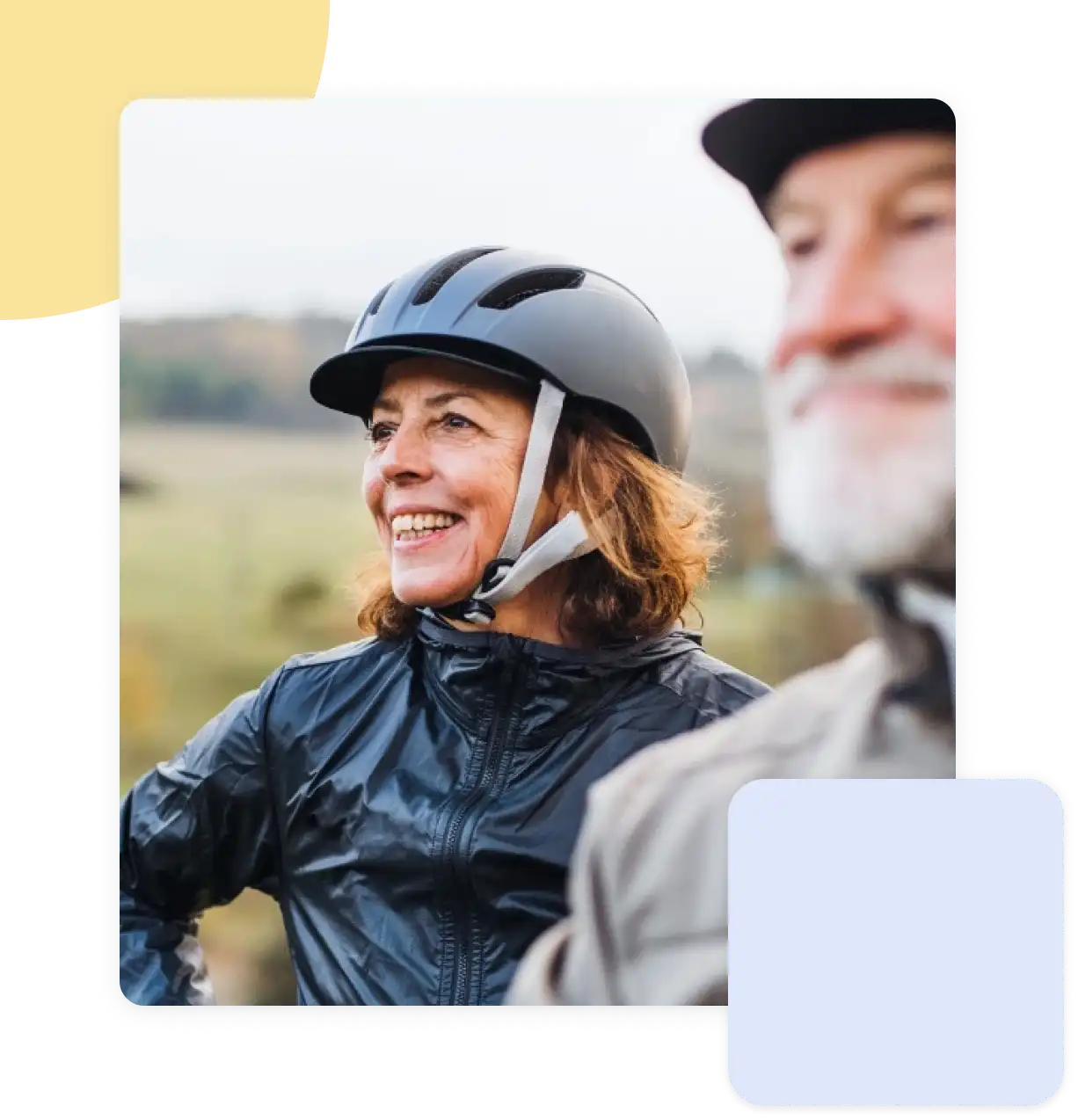 Retired couple biking